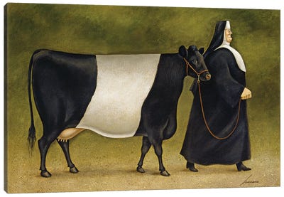 Dutch Belted Cow Canvas Art Print - Lowell Herrero