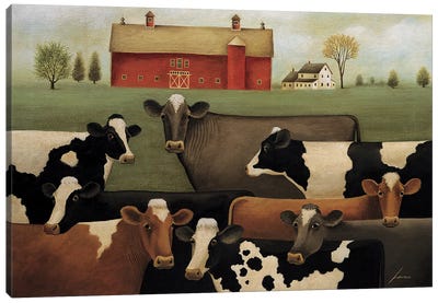 Eight Cows Canvas Art Print - Barns