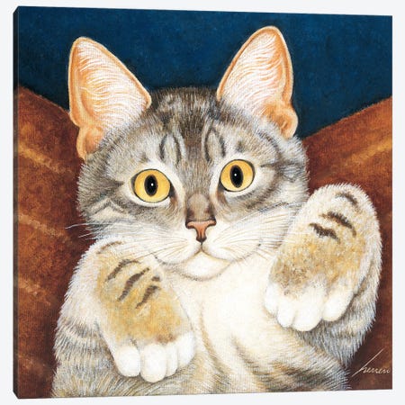 Foster Kitten Blue Canvas Print #LWE47} by Lowell Herrero Canvas Art