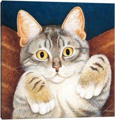 Foster Kitten Blue Canvas Art Print - Lowell Herrero