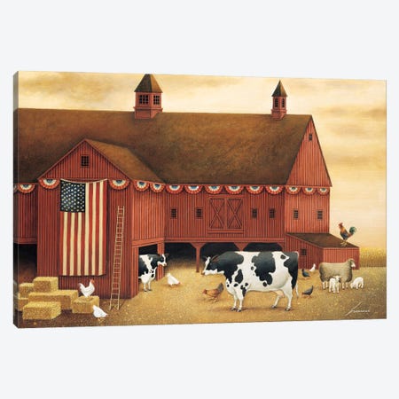 Fourth Of July Barn Canvas Print #LWE48} by Lowell Herrero Art Print