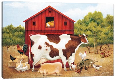Apple Harvest Canvas Art Print - Pig Art