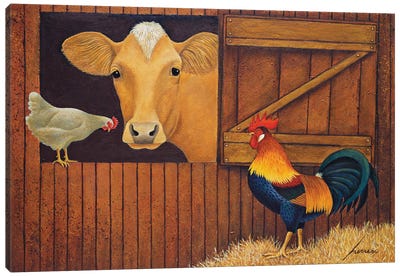 Friends In The Barn Canvas Art Print - Lowell Herrero