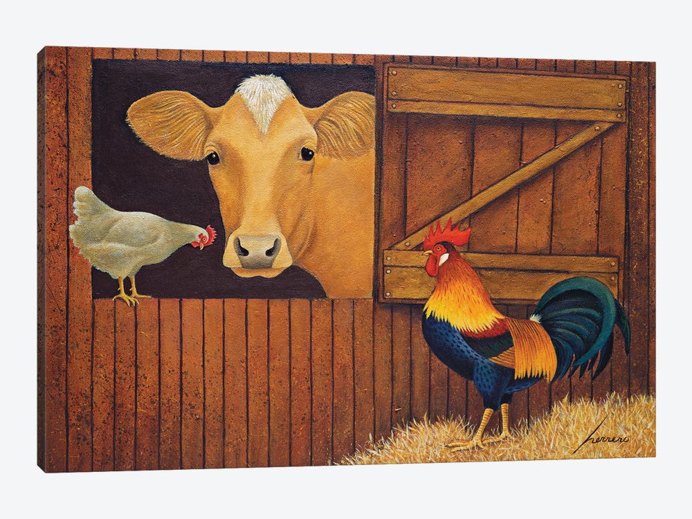Friends In The Barn by Lowell Herrero 1-piece Canvas Artwork