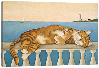 Hot Rod Granovsky Lighthouse Canvas Art Print - Tabby Cat Art