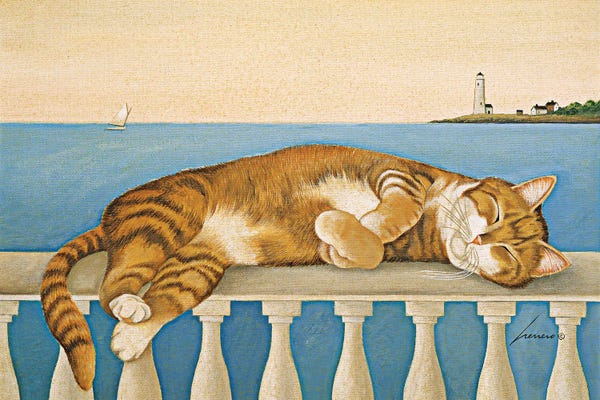 Orange Cats: Hot Rod Granovsky Lighthouse by Lowell Herrero