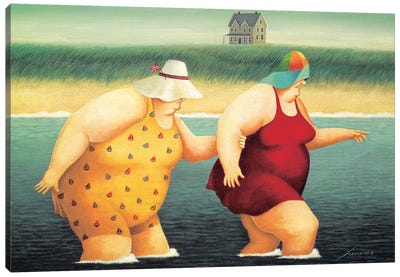 Judy And Marge Canvas Art Print - Women's Swimsuit & Bikini Art