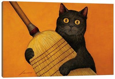 Julie Peri Canvas Art Print - Black Cat Art