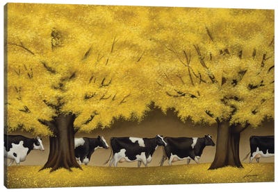 Autumn Cows Canvas Art Print - Lowell Herrero