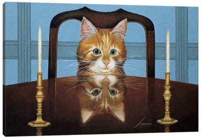 Lord Buffington Candlesticks Canvas Art Print - Tabby Cat Art