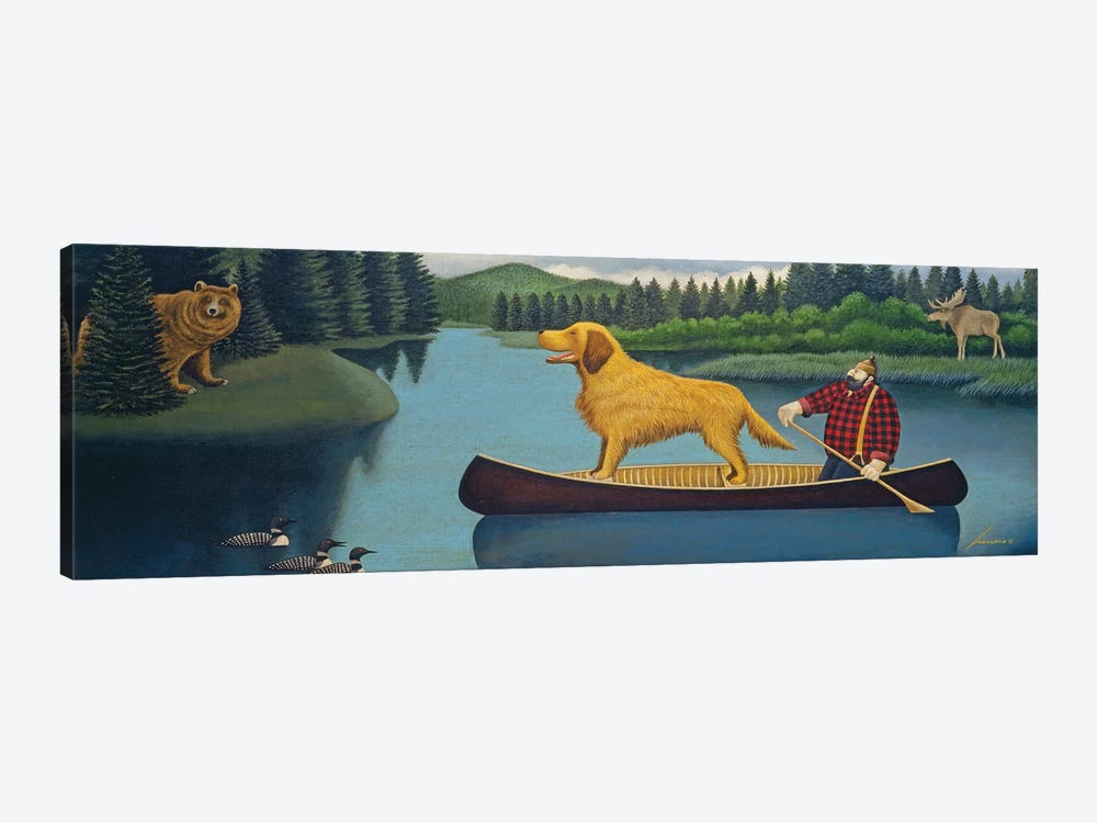 Lumberjack In Canoe by Lowell Herrero 1-piece Art Print