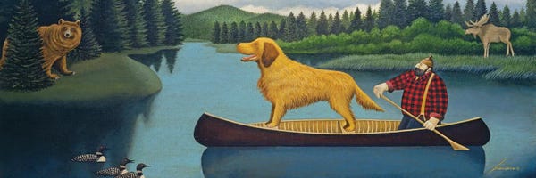 Canoes: Lumberjack In Canoe by Lowell Herrero