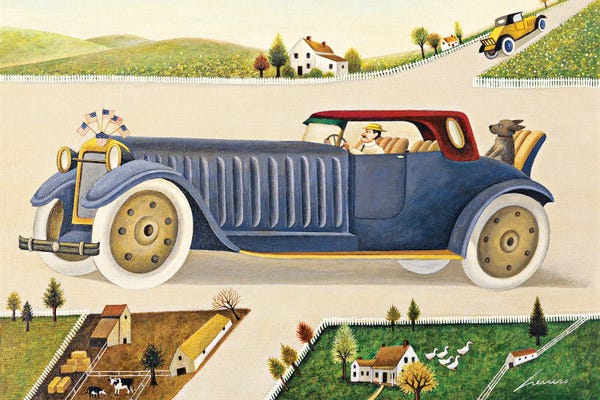 Antiques & Collectibles: Man Driving Car by Lowell Herrero