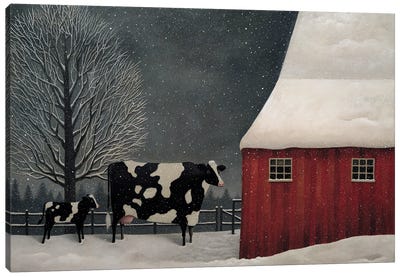 Midwest Winter Canvas Art Print - Barns