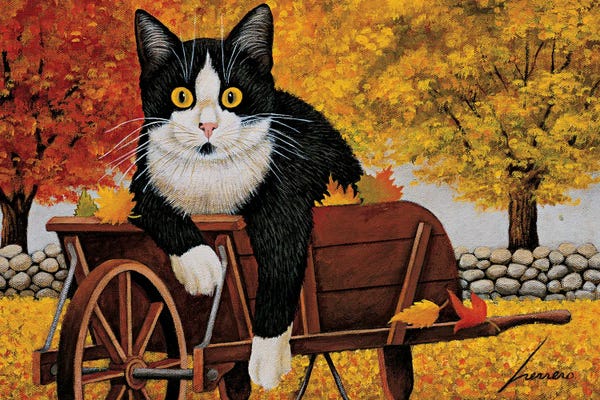 Tuxedo Cats: Molly Granovsky Wheelbarrow by Lowell Herrero