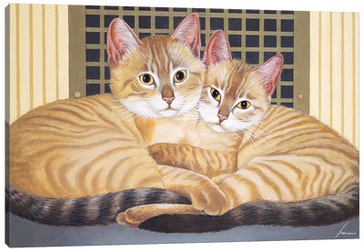 Polly And Manual Moorehead Canvas Art Print - Tabby Cat Art