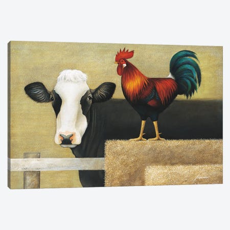 Barnyard Cow Canvas Print #LWE9} by Lowell Herrero Canvas Print