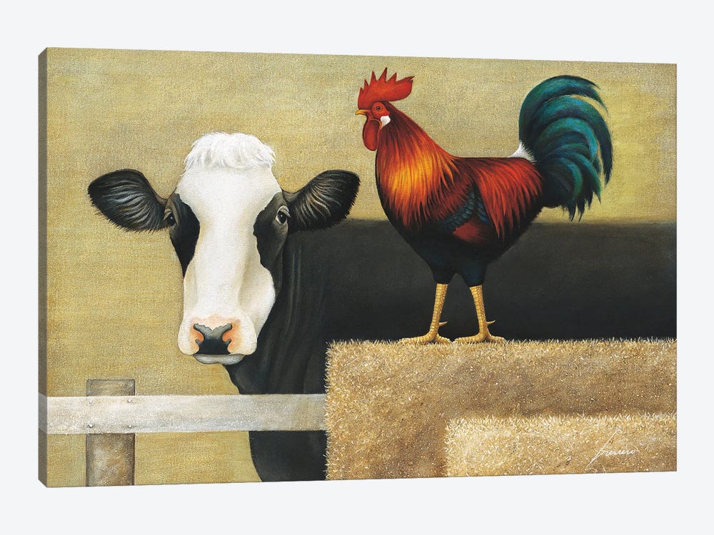 Barnyard Cow by Lowell Herrero 1-piece Canvas Artwork