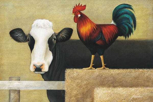Chickens & Roosters: Barnyard Cow by Lowell Herrero