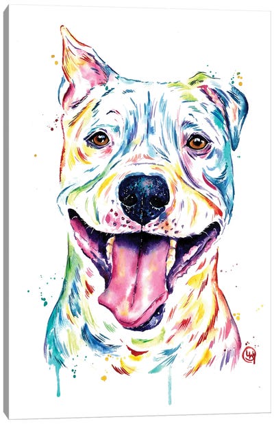 Pitbull - Full of Smiles Canvas Art Print - Pit Bull Art