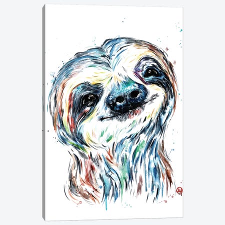 Smiley Sloth Canvas Print #LWH112} by Lisa Whitehouse Art Print
