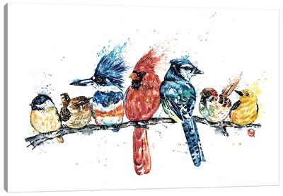 Birds on a Branch Canvas Art Print - Lisa Whitehouse