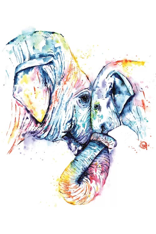 Elephant Mom and Baby by Lisa Whitehouse canvas print