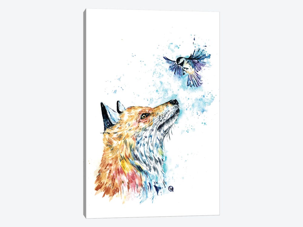 Fox and Chickadee by Lisa Whitehouse 1-piece Canvas Art