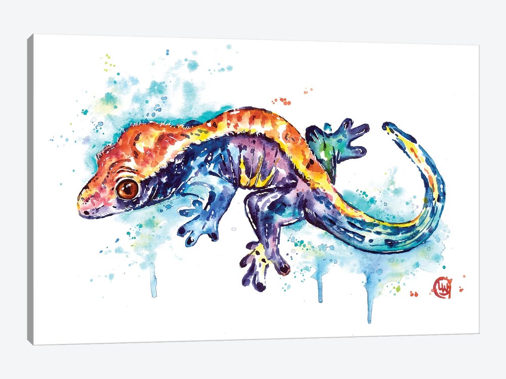 Wall Decor Blue Gecko Art Print Abstract Watercolor Painting