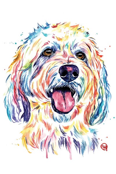 Large Modern Art - Canvas Prints: Goldendoodle - Charlie by Lisa Whitehouse