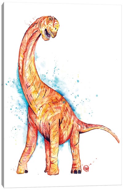 Long Neck Canvas Art Print - Kids Dinosaur Art