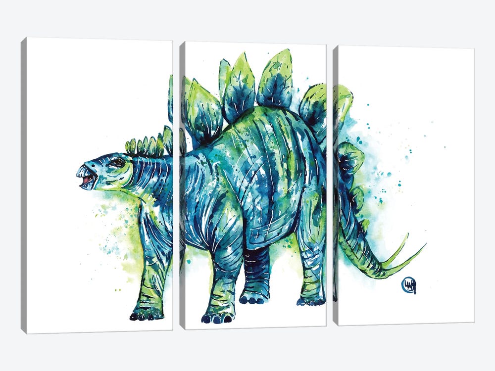 Spike Tail The Stegosaurus by Lisa Whitehouse 3-piece Canvas Art Print