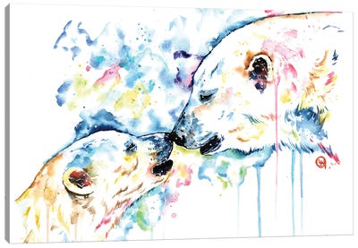 Polar Bear Love Canvas Art Print - Polar Bear Art