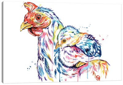 Chickens - Safe At Home Canvas Art Print - Lisa Whitehouse