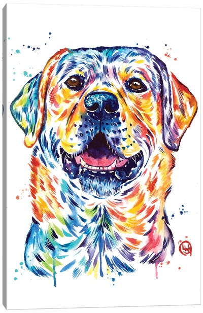 Happy Lab Canvas Art Print - Labrador Retriever Art
