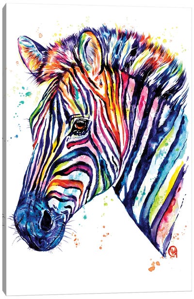 Living In Rainbow Canvas Art Print - Zebra Art
