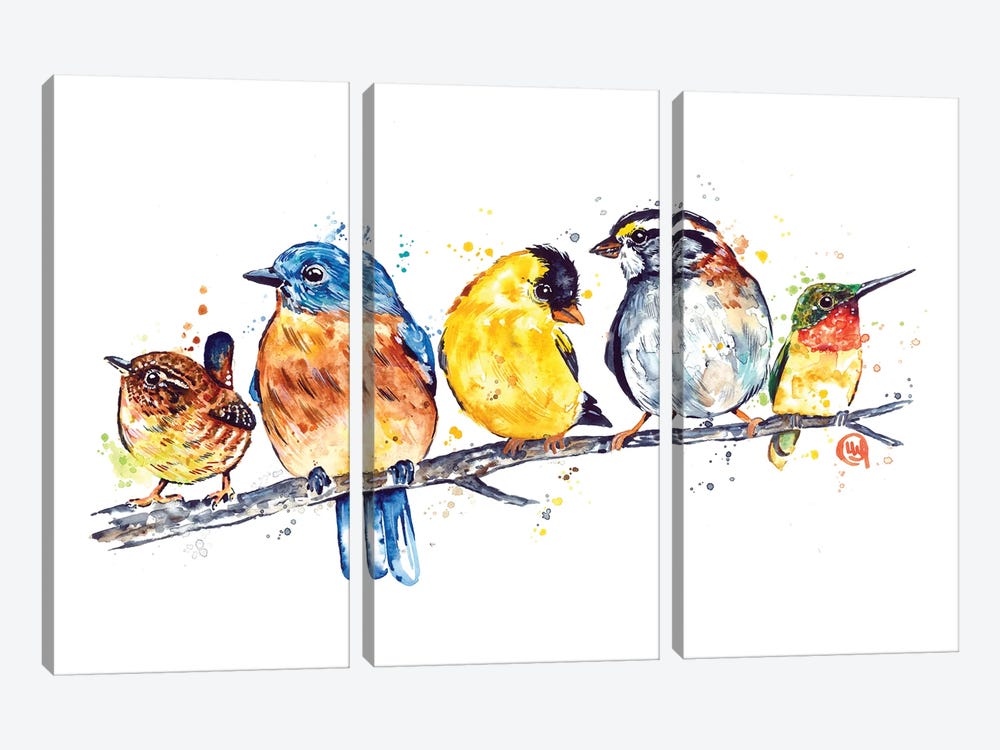 Backyard Birds by Lisa Whitehouse 3-piece Canvas Art