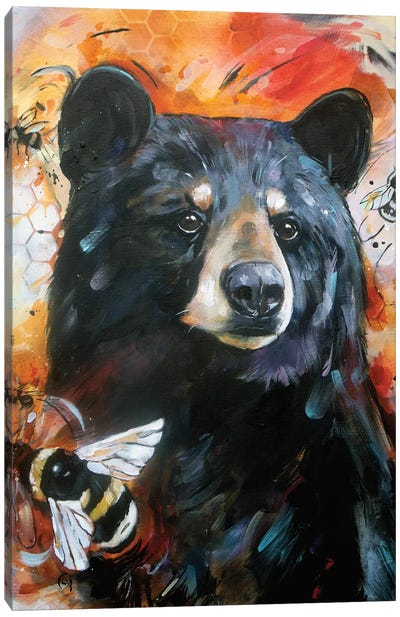 The Bear And The Bees Canvas Art Print - Lisa Whitehouse