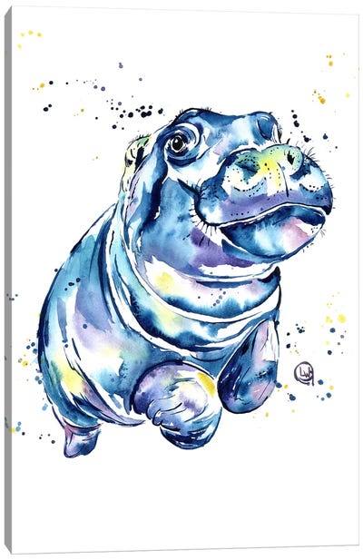 Grace Canvas Art Print - Hippopotamus Art