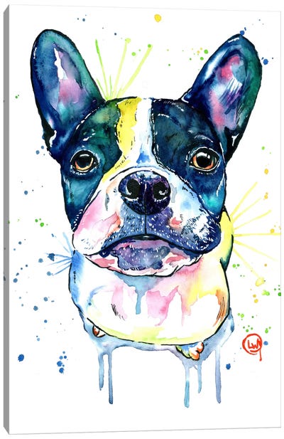 Juno The Frenchton Canvas Art Print - French Bulldog Art