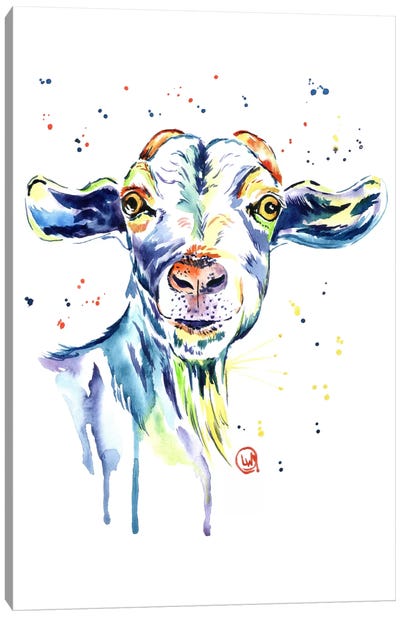 The Happy Goat Canvas Art Print - Goat Art