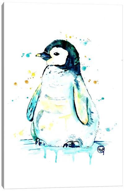 Waddle Canvas Art Print - Penguin Art