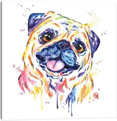 Fawn Pug Canvas Art Print - Pug Art