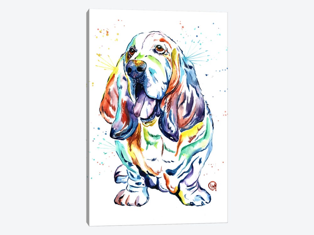 basset hound dog angel 8x10  art print animals impressionism gift new 