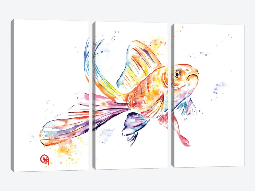Frank The Frowner Goldfish by Lisa Whitehouse 3-piece Canvas Wall Art