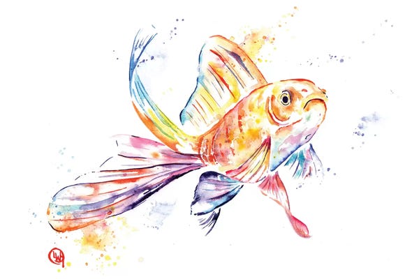 Kids Ocean Life Art: Frank The Frowner Goldfish by Lisa Whitehouse