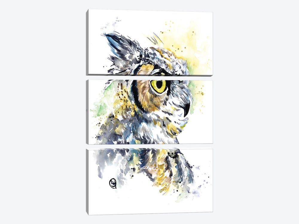 Horned Owl by Lisa Whitehouse 3-piece Canvas Print