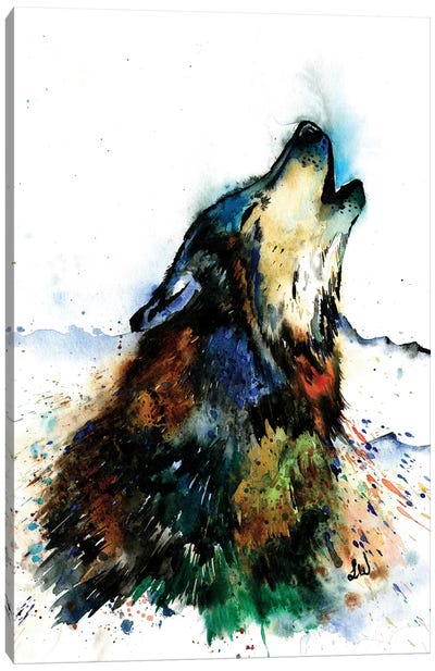 Howling Wolf Canvas Art Print - Wolf Art