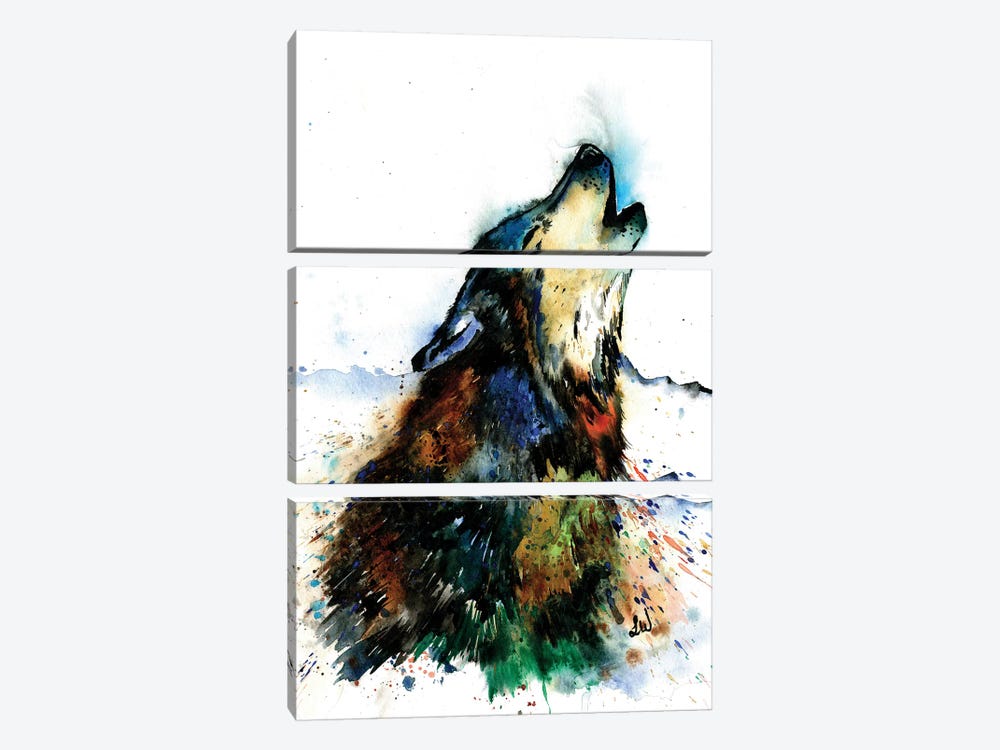 Howling Wolf by Lisa Whitehouse 3-piece Canvas Art