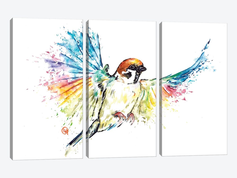 Sparrow by Lisa Whitehouse 3-piece Canvas Artwork
